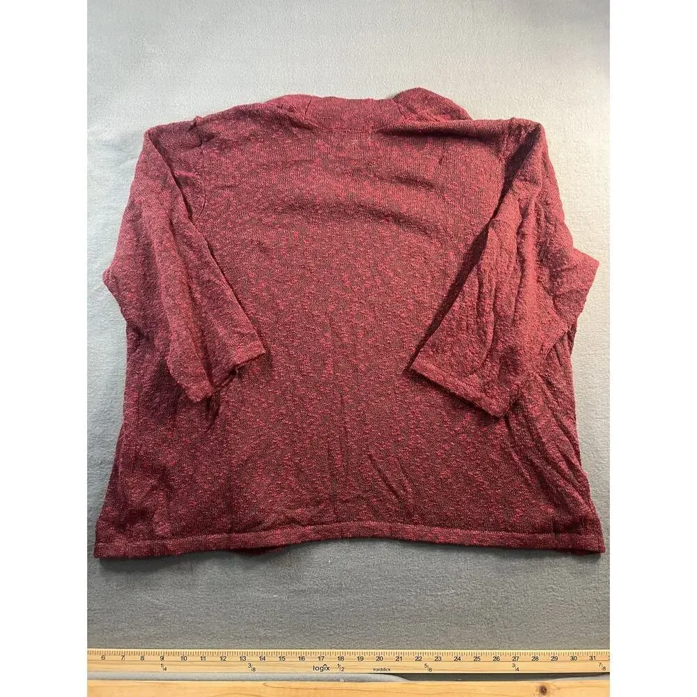 C.J. Banks Women's 1X Burgundy Marled Open Front Cardigan Sweater New